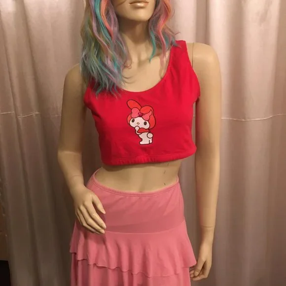 ADORABLE new vintage y2k hoodie and crop top with my melody and crystal hearts! - Picture 11 of 15